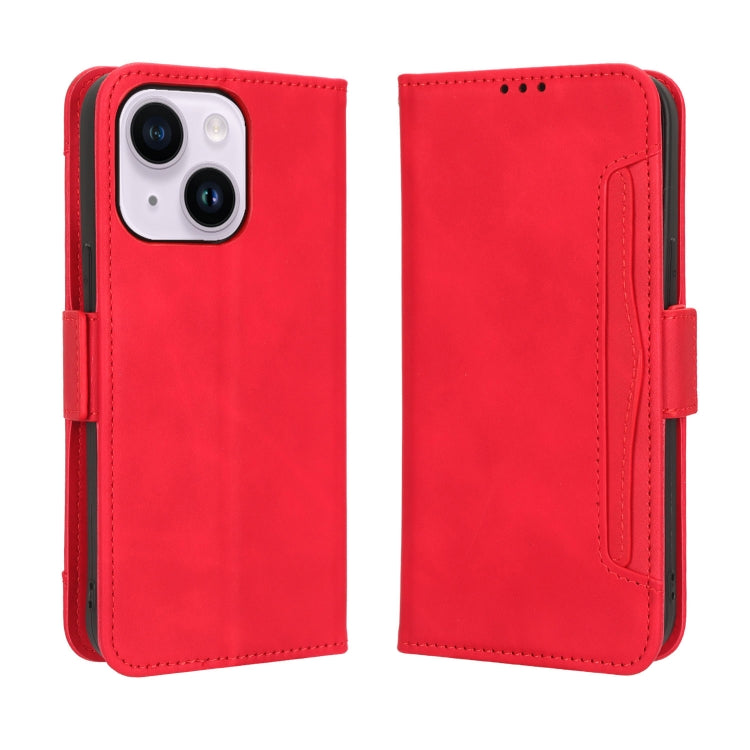 For iPhone 14 Plus Skin Feel Calf Texture Card Slots Leather Phone Case