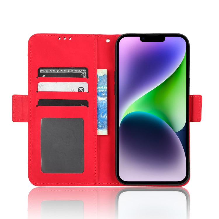 For iPhone 14 Plus Skin Feel Calf Texture Card Slots Leather Phone Case