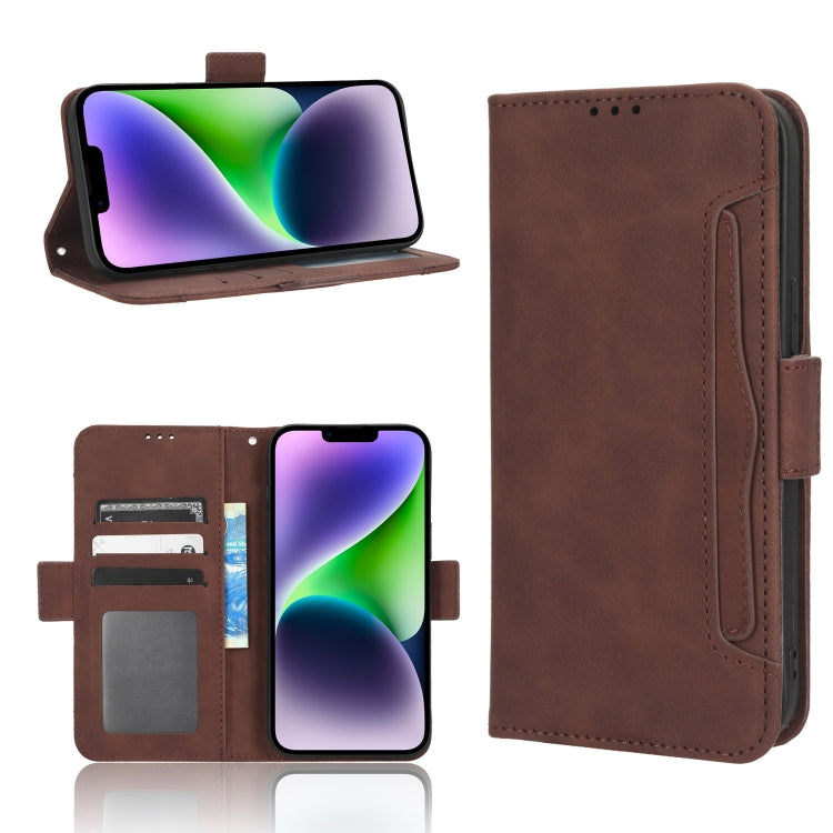 For iPhone 14 Plus Skin Feel Calf Texture Card Slots Leather Phone Case