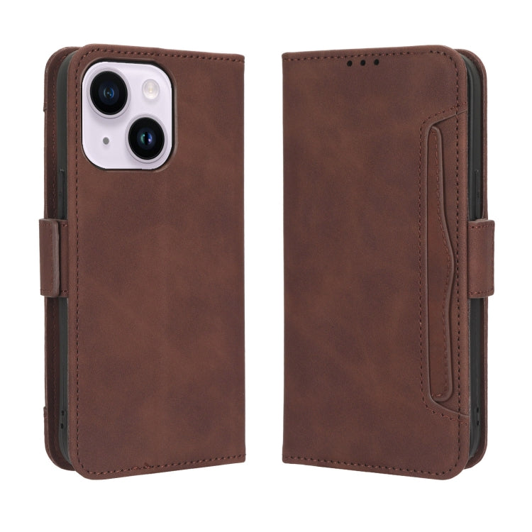 For iPhone 14 Plus Skin Feel Calf Texture Card Slots Leather Phone Case