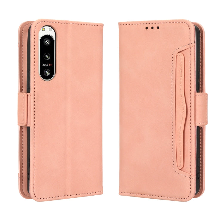 For Sony Xperia 5 IV Skin Feel Calf Texture Card Slots Leather Phone Case
