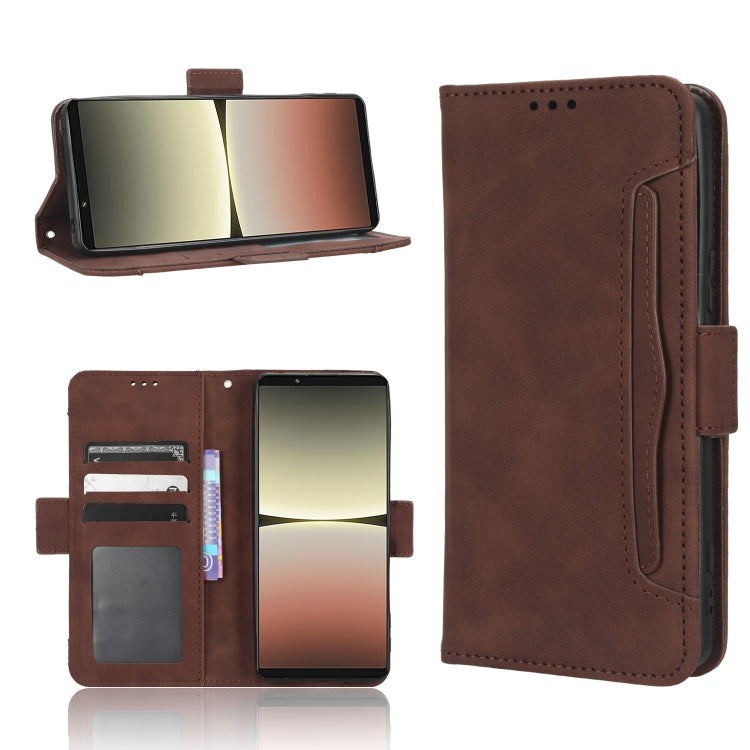 For Sony Xperia 5 IV Skin Feel Calf Texture Card Slots Leather Phone Case