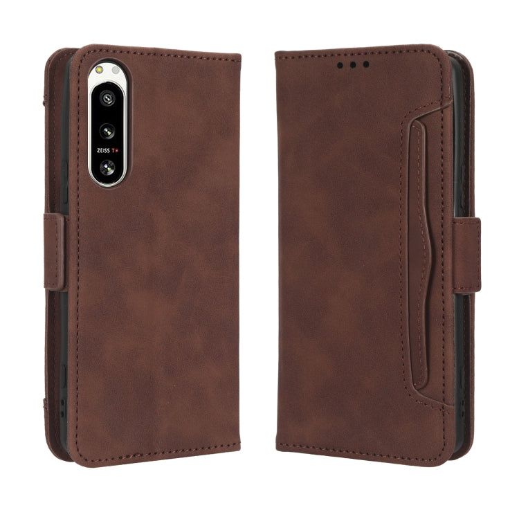 For Sony Xperia 5 IV Skin Feel Calf Texture Card Slots Leather Phone Case