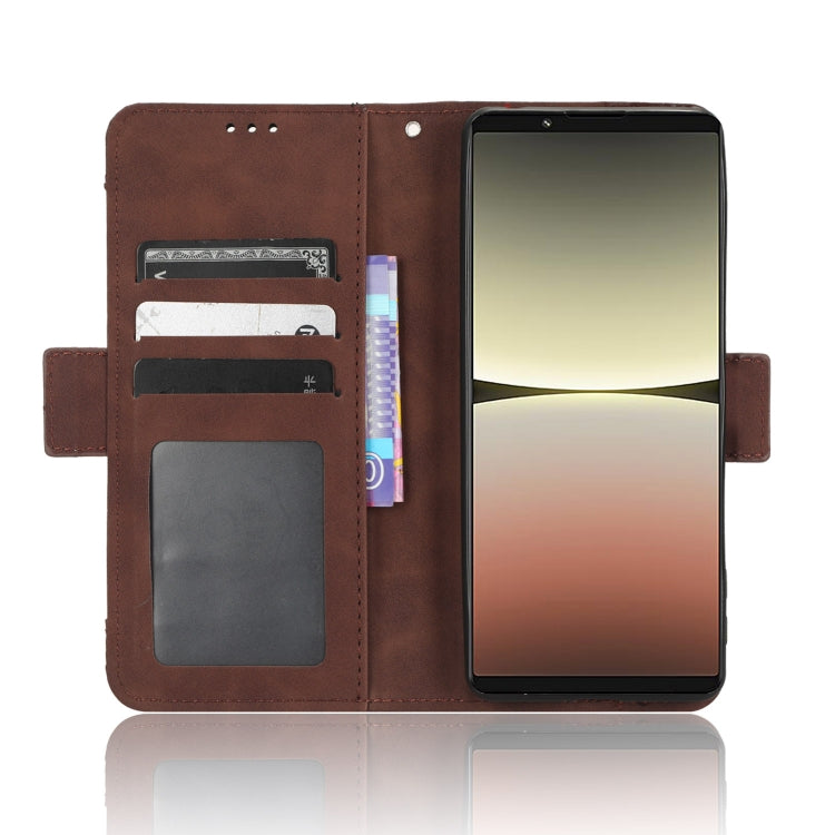 For Sony Xperia 5 IV Skin Feel Calf Texture Card Slots Leather Phone Case