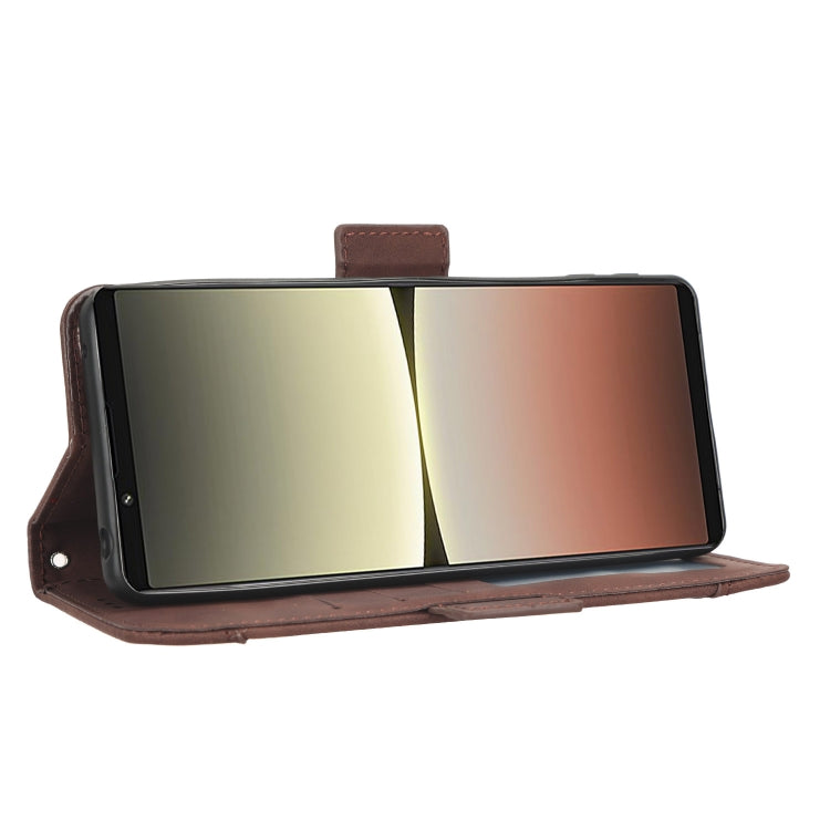 For Sony Xperia 5 IV Skin Feel Calf Texture Card Slots Leather Phone Case