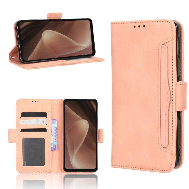 For Sharp Aquos Sense7 Plus Skin Feel Calf Texture Card Slots Leather Phone Case