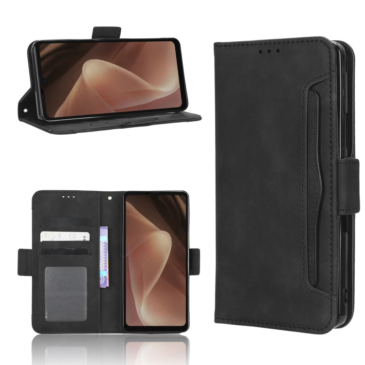 For Sharp Aquos Sense7 Plus Skin Feel Calf Texture Card Slots Leather Phone Case