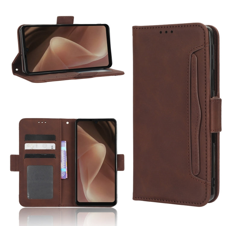 For Sharp Aquos Sense7 Plus Skin Feel Calf Texture Card Slots Leather Phone Case