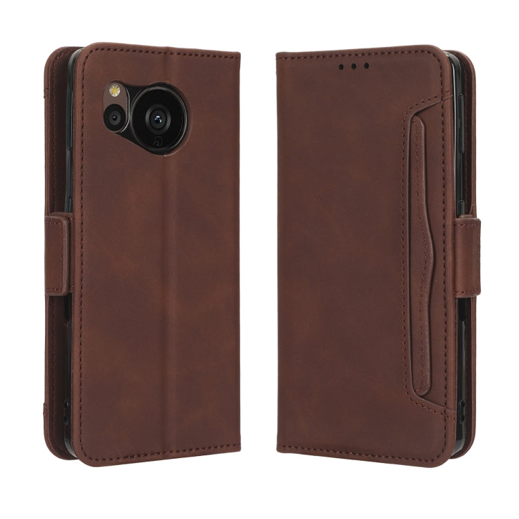 For Sharp Aquos Sense7 Plus Skin Feel Calf Texture Card Slots Leather Phone Case