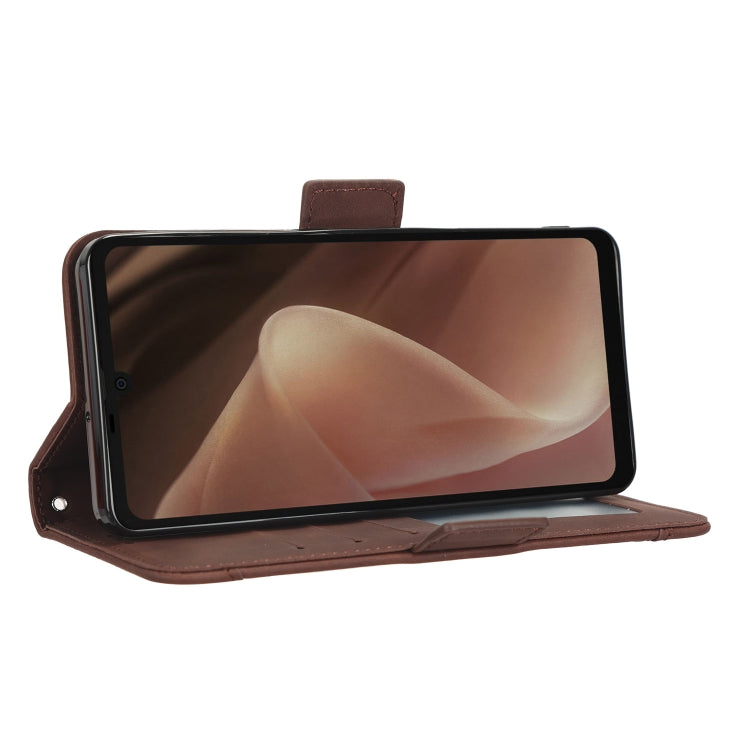 For Sharp Aquos Sense7 Plus Skin Feel Calf Texture Card Slots Leather Phone Case