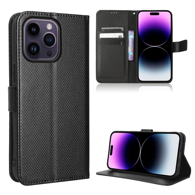 For iPhone 14 Pro Max Diamond Texture Leather Phone Case