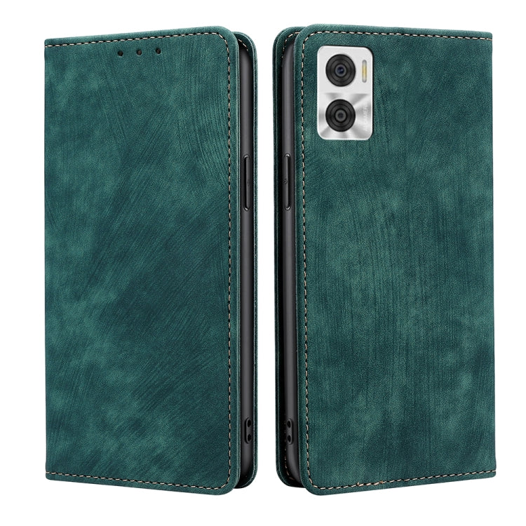 For Motorola Moto E22/E22i RFID Anti-theft Brush Magnetic Leather Phone Case