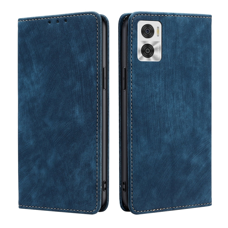 For Motorola Moto E22/E22i RFID Anti-theft Brush Magnetic Leather Phone Case