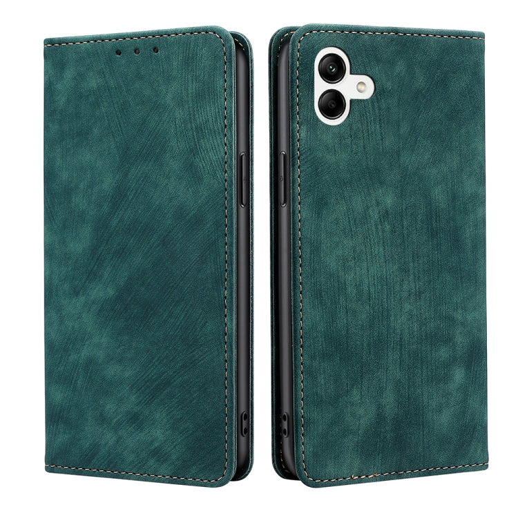 For Samsung Galaxy A04 RFID Anti-theft Brush Magnetic Leather Phone Case