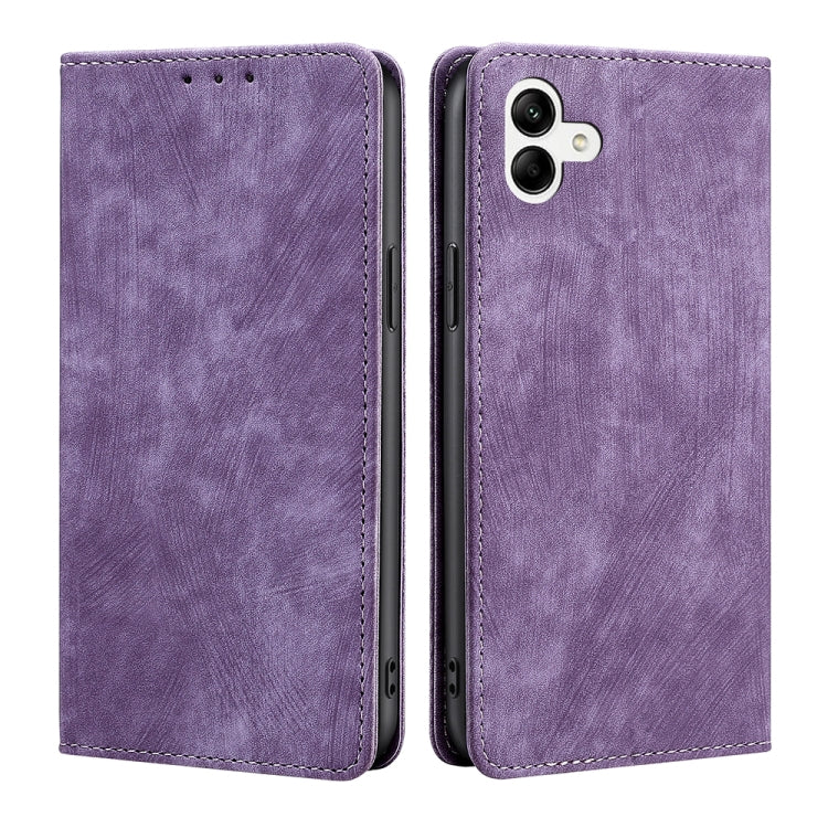 For Samsung Galaxy A04 RFID Anti-theft Brush Magnetic Leather Phone Case