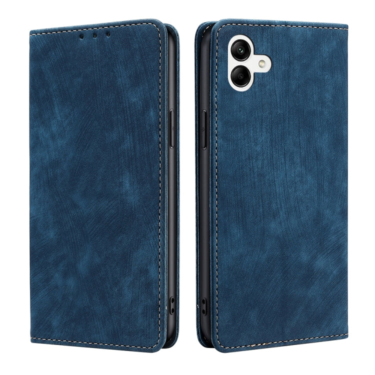 For Samsung Galaxy A04 RFID Anti-theft Brush Magnetic Leather Phone Case