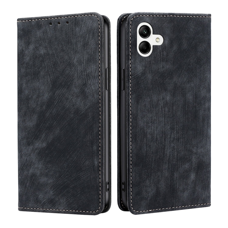 For Samsung Galaxy A04 RFID Anti-theft Brush Magnetic Leather Phone Case