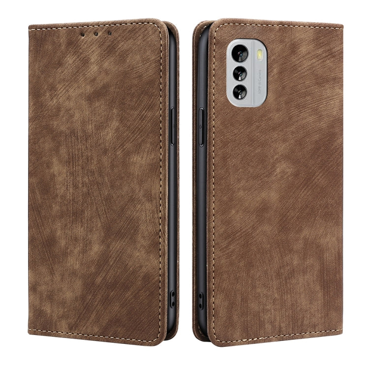 For Nokia G60 5G RFID Anti-theft Brush Magnetic Leather Phone Case