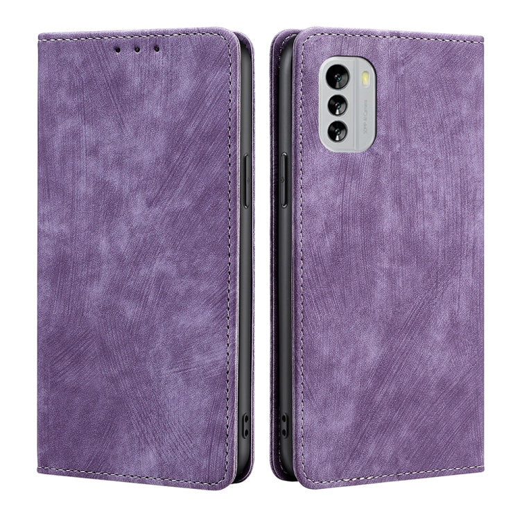 For Nokia G60 5G RFID Anti-theft Brush Magnetic Leather Phone Case