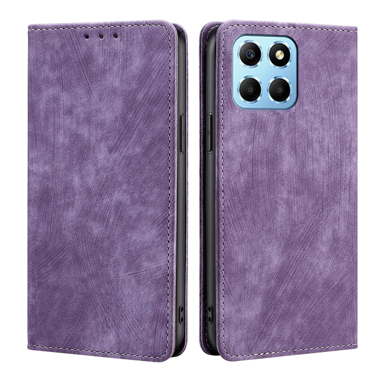For Honor X8 5G/X6 RFID Anti-theft Brush Magnetic Leather Phone Case