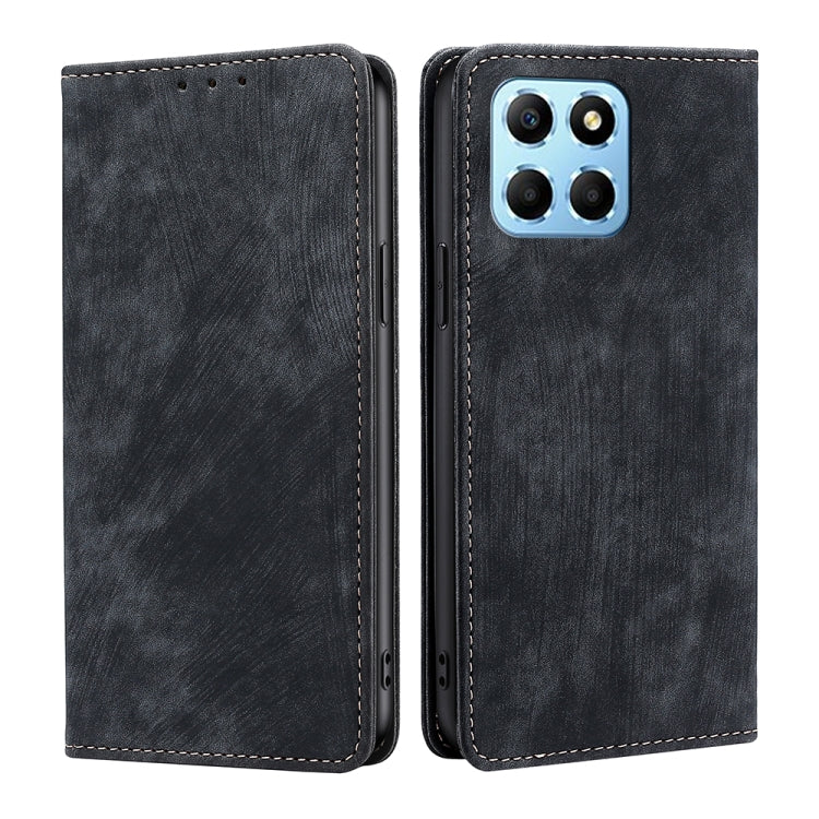 For Honor X8 5G/X6 RFID Anti-theft Brush Magnetic Leather Phone Case