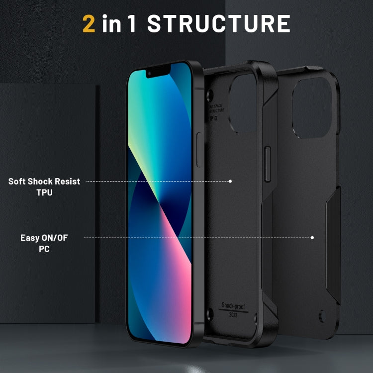 For iPhone 13 2 in 1 Soft TPU Hard PC Phone Case