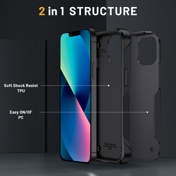 For iPhone 13 2 in 1 Soft TPU Hard PC Phone Case