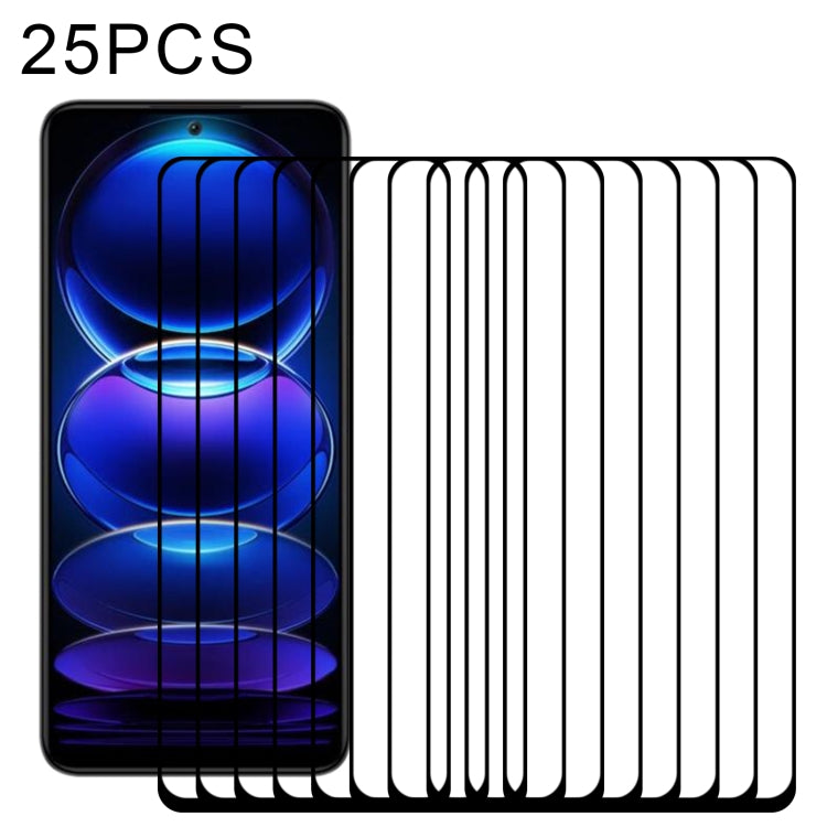 For Xiaomi Redmi Note 12 China / Redmi Note 12 Turbo 25pcs Full Glue Full Screen Tempered Glass Film