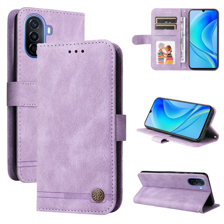 For Huawei nova Y70 / Y70 Plus / Enjoy 50 Skin Feel Life Tree Metal Button Leather Phone Case