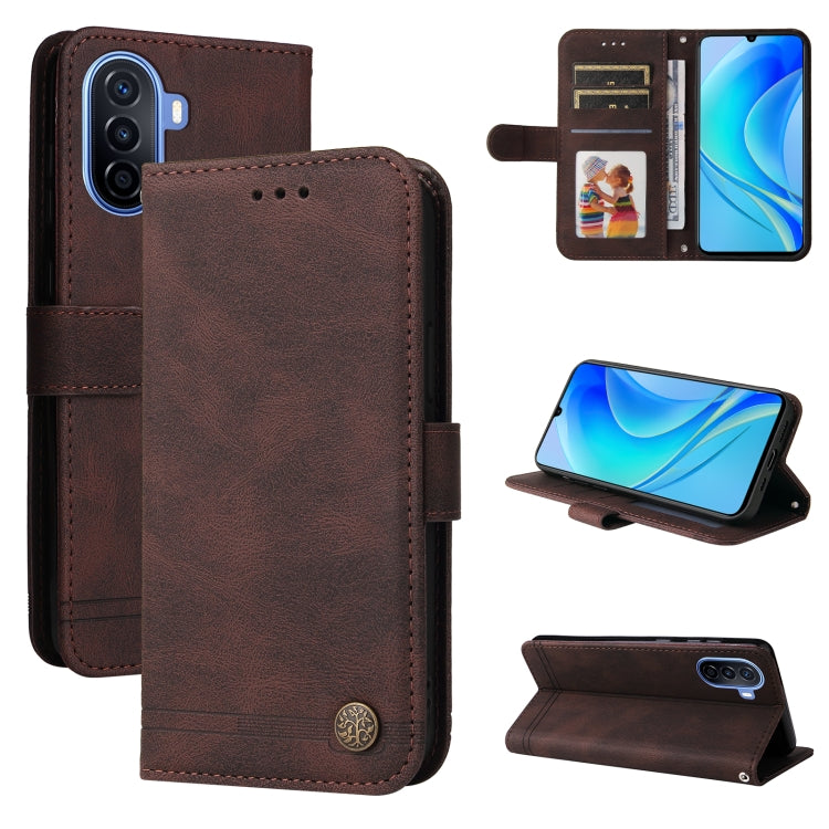 For Huawei nova Y70 / Y70 Plus / Enjoy 50 Skin Feel Life Tree Metal Button Leather Phone Case