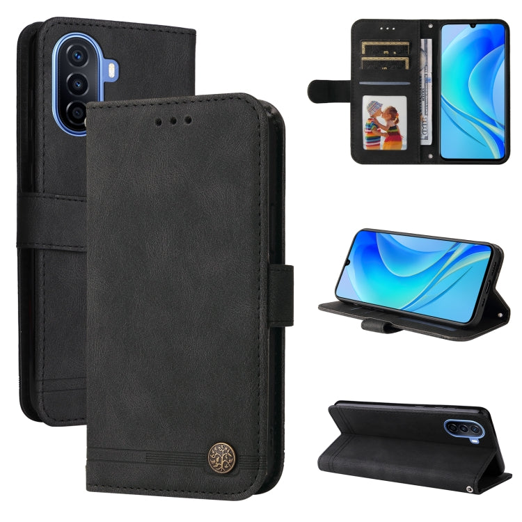 For Huawei nova Y70 / Y70 Plus / Enjoy 50 Skin Feel Life Tree Metal Button Leather Phone Case