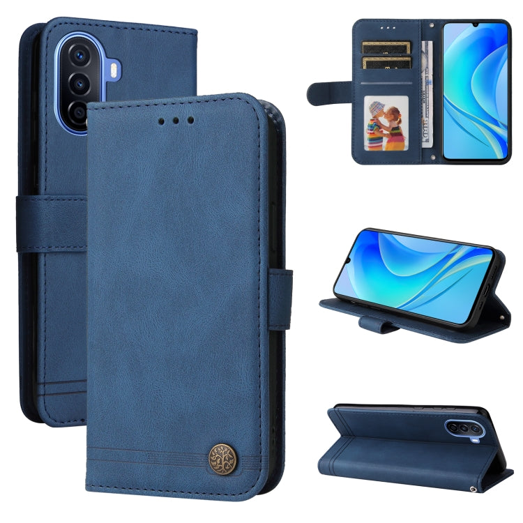 For Huawei nova Y70 / Y70 Plus / Enjoy 50 Skin Feel Life Tree Metal Button Leather Phone Case