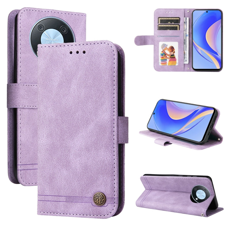 For Huawei nova Y90 / Enjoy 50 Pro Skin Feel Life Tree Metal Button Leather Phone Case