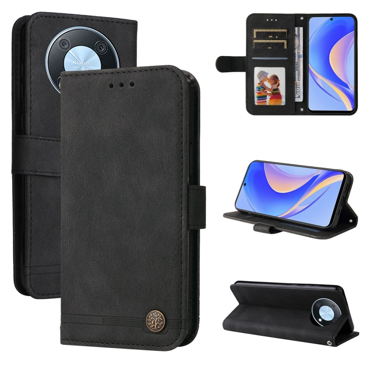 For Huawei nova Y90 / Enjoy 50 Pro Skin Feel Life Tree Metal Button Leather Phone Case