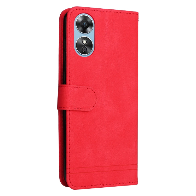 For OPPO A17 Skin Feel Life Tree Metal Button Leather Phone Case