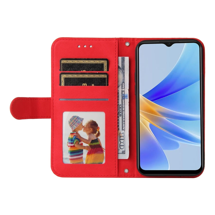 For OPPO A17 Skin Feel Life Tree Metal Button Leather Phone Case