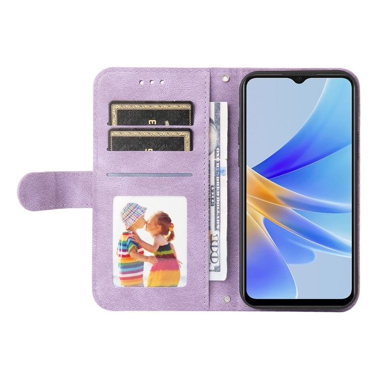 For OPPO A17 Skin Feel Life Tree Metal Button Leather Phone Case
