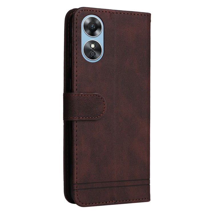 For OPPO A17 Skin Feel Life Tree Metal Button Leather Phone Case
