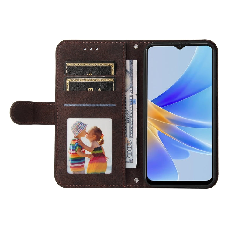 For OPPO A17 Skin Feel Life Tree Metal Button Leather Phone Case