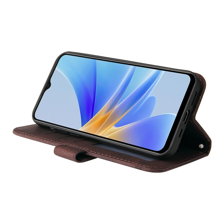 For OPPO A17 Skin Feel Life Tree Metal Button Leather Phone Case