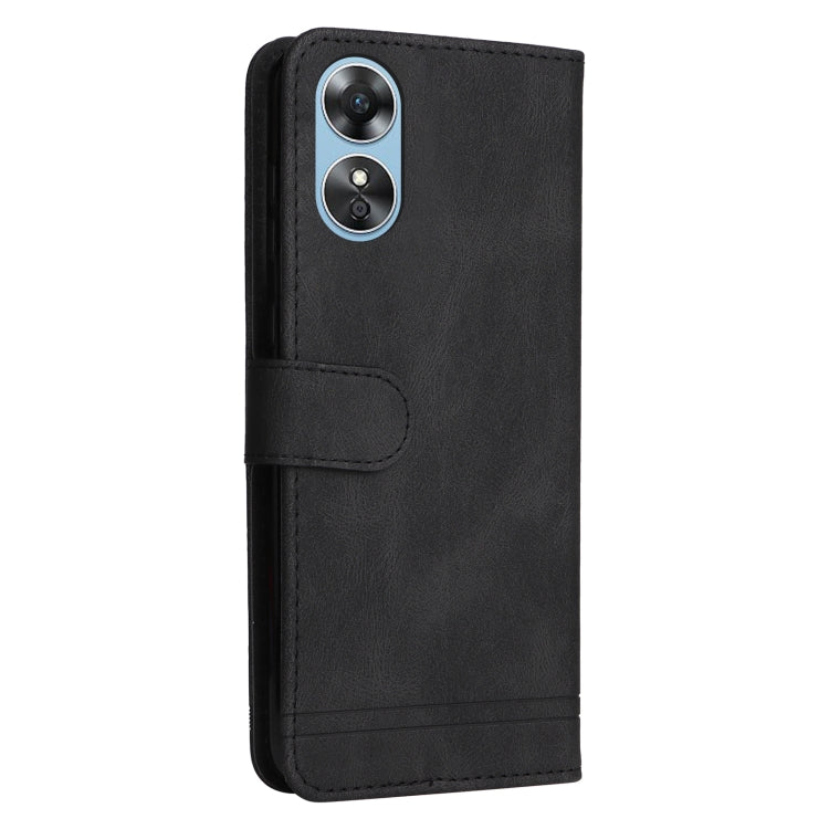 For OPPO A17 Skin Feel Life Tree Metal Button Leather Phone Case