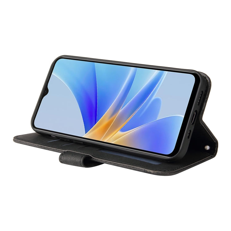 For OPPO A17 Skin Feel Life Tree Metal Button Leather Phone Case