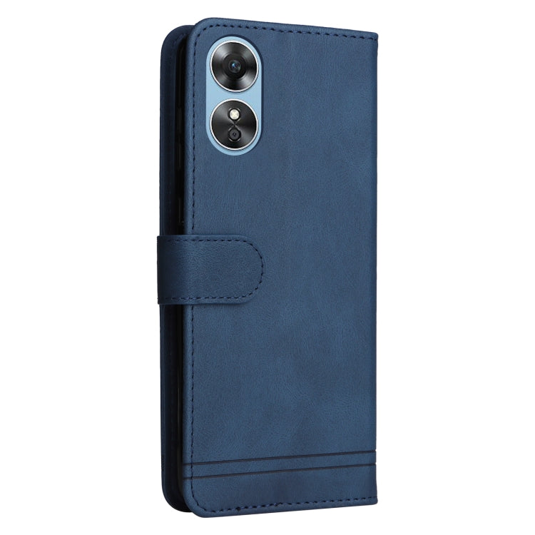 For OPPO A17 Skin Feel Life Tree Metal Button Leather Phone Case