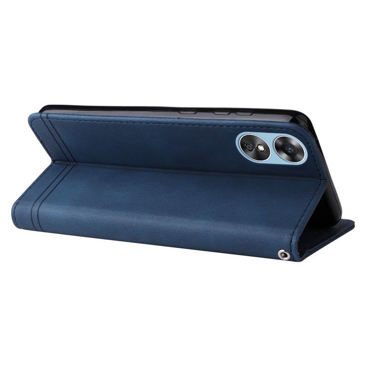 For OPPO A17 Skin Feel Life Tree Metal Button Leather Phone Case