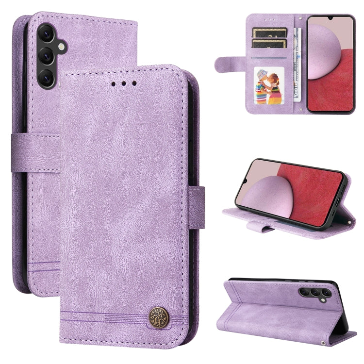 For Samsung Galaxy A14 5G Skin Feel Life Tree Metal Button Leather Phone Case