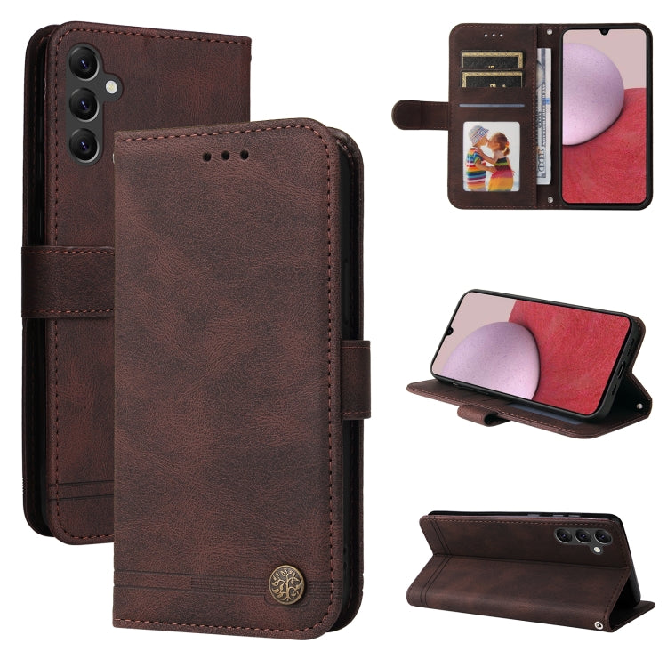 For Samsung Galaxy A14 5G Skin Feel Life Tree Metal Button Leather Phone Case