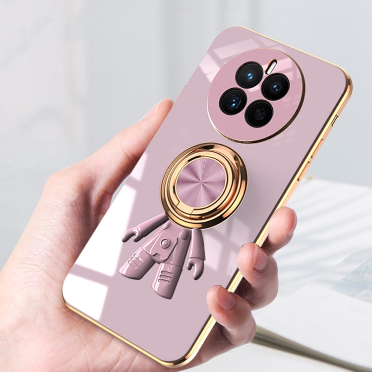 For Huawei Mate 50 Pro Plating Astronaut Ring Kickstand Phone Case