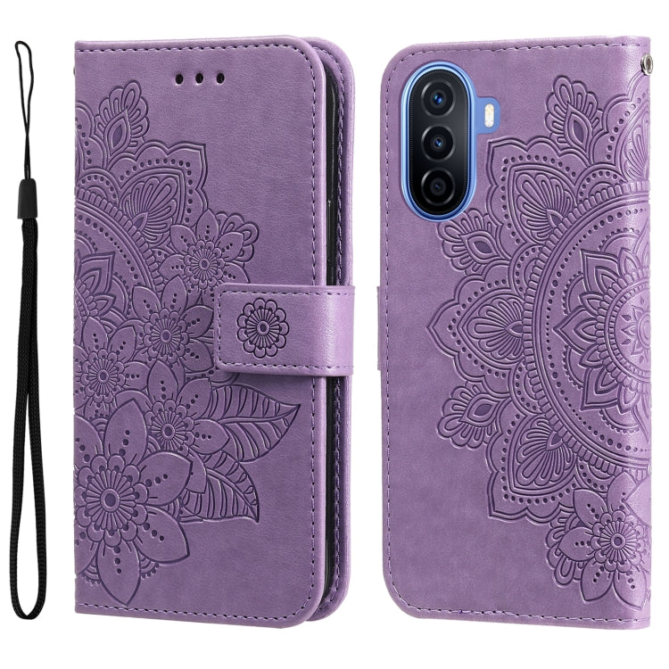For Huawei nova Y70 / Y70 Plus / Enjoy 50 7-petal Flowers Embossing Leather Phone Case