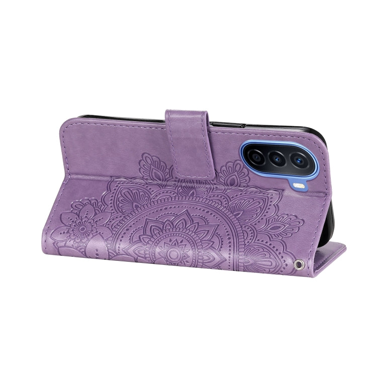 For Huawei nova Y70 / Y70 Plus / Enjoy 50 7-petal Flowers Embossing Leather Phone Case