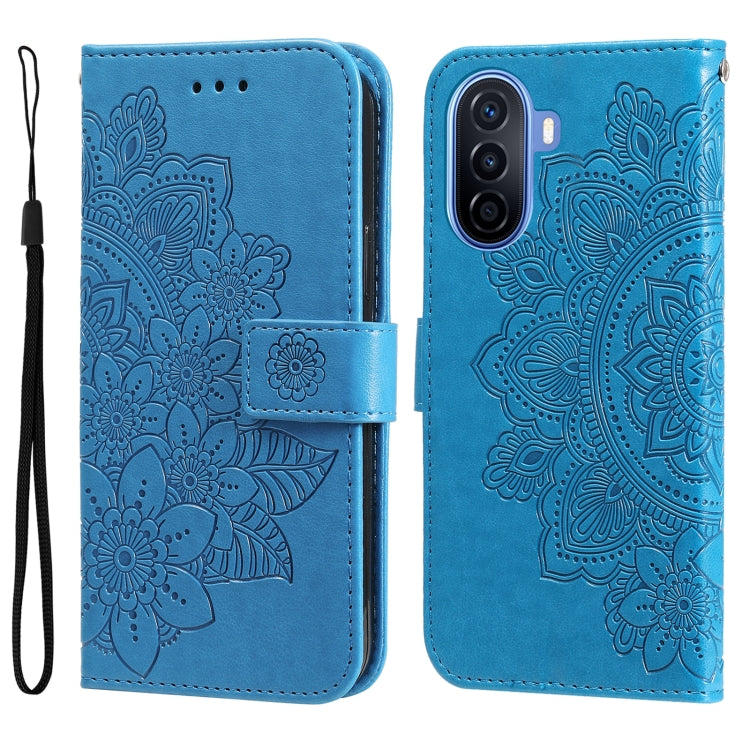 For Huawei nova Y70 / Y70 Plus / Enjoy 50 7-petal Flowers Embossing Leather Phone Case